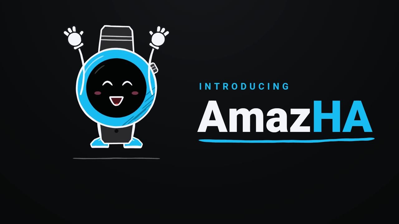 The AmazHA mascot, a round watch with a face, waving next to the AmazHA name.